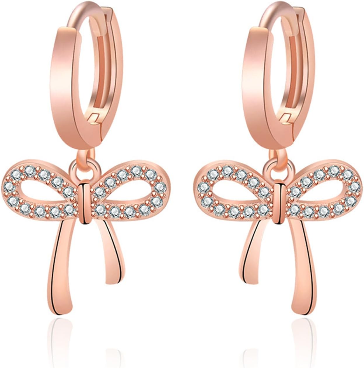 Bow Earrings Trendy Dainty Rhinestone 14K Rose Gold Plated/Silver Plated Elegant Sparkly Earrings Jewelry for Women