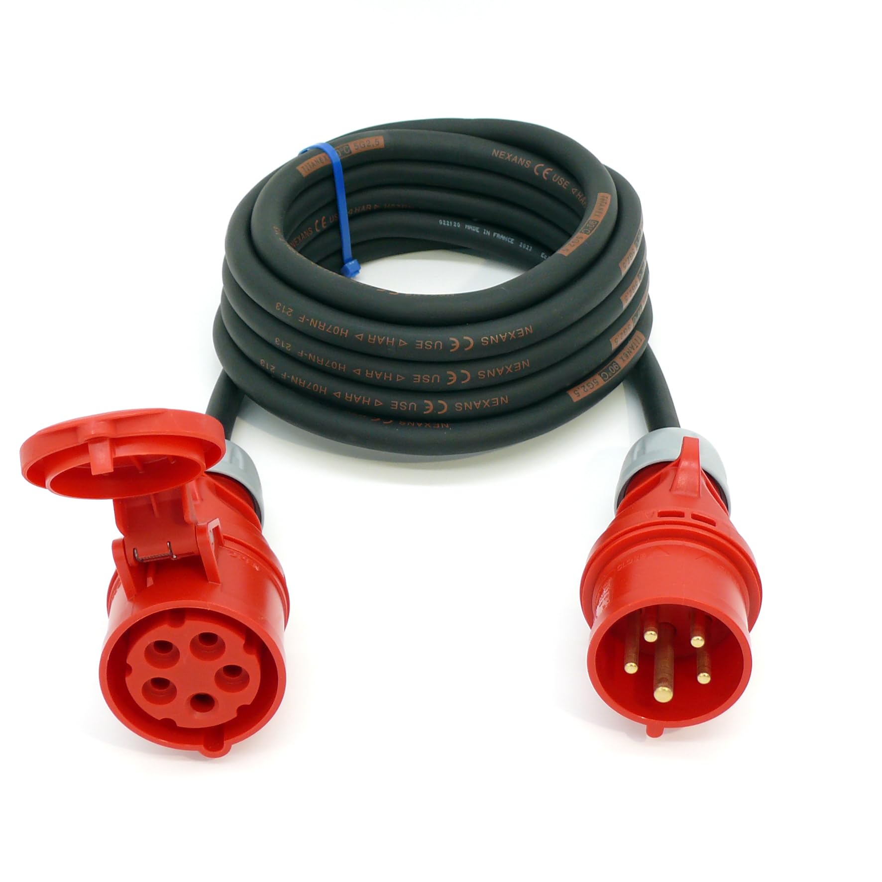 CEE Starkstromkabel (1,5m-50m) 16A Verlängerungskabel Titanex H07RN-F 5x2,5mm² mit PCE Shark Stecker und Kupplung, Business-Line von Event-Kabel (20 Meter)