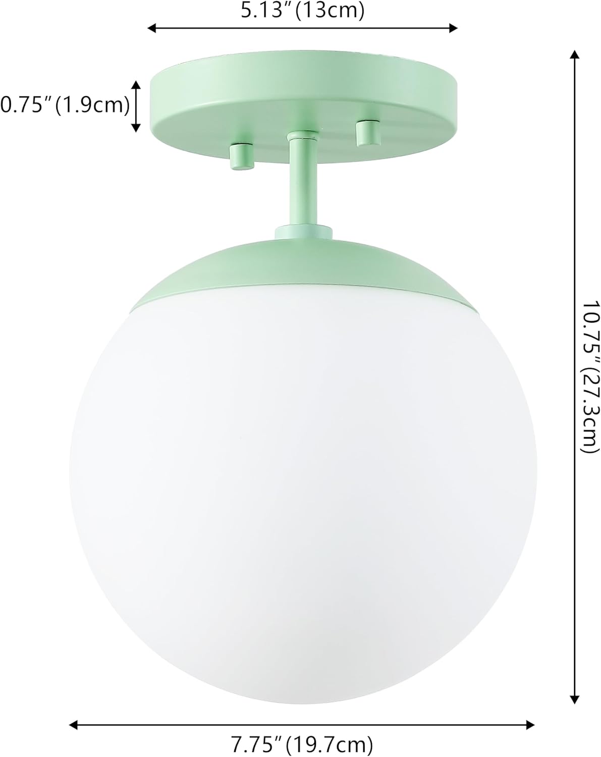 JONATHAN Y 7.75" Mint Green/White Modern Semi Flush Mount Ceiling Light, LED Fixture for Entryway, White Frosted Glass Globe Shade, Mid-Century Farmhouse Lighting for Bedroom Hallway (JYL7499E)
