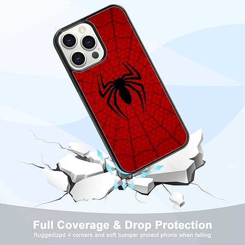 Miniatura 3 de Funda roja Spider para iPhone 12 Pro Max, funda protectora a prueba de golpes, bonita funda negra para hombres, mujeres, niñas y niños (6.7