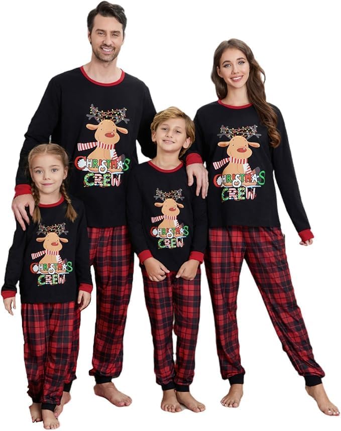 GGEROUChristmas Family Matching Pajamas, Classical Nightwear Sleepwear Sets Long Sleeve Pjs for for Adults, Kids and Baby Holiday Xmas Sleepwear Set