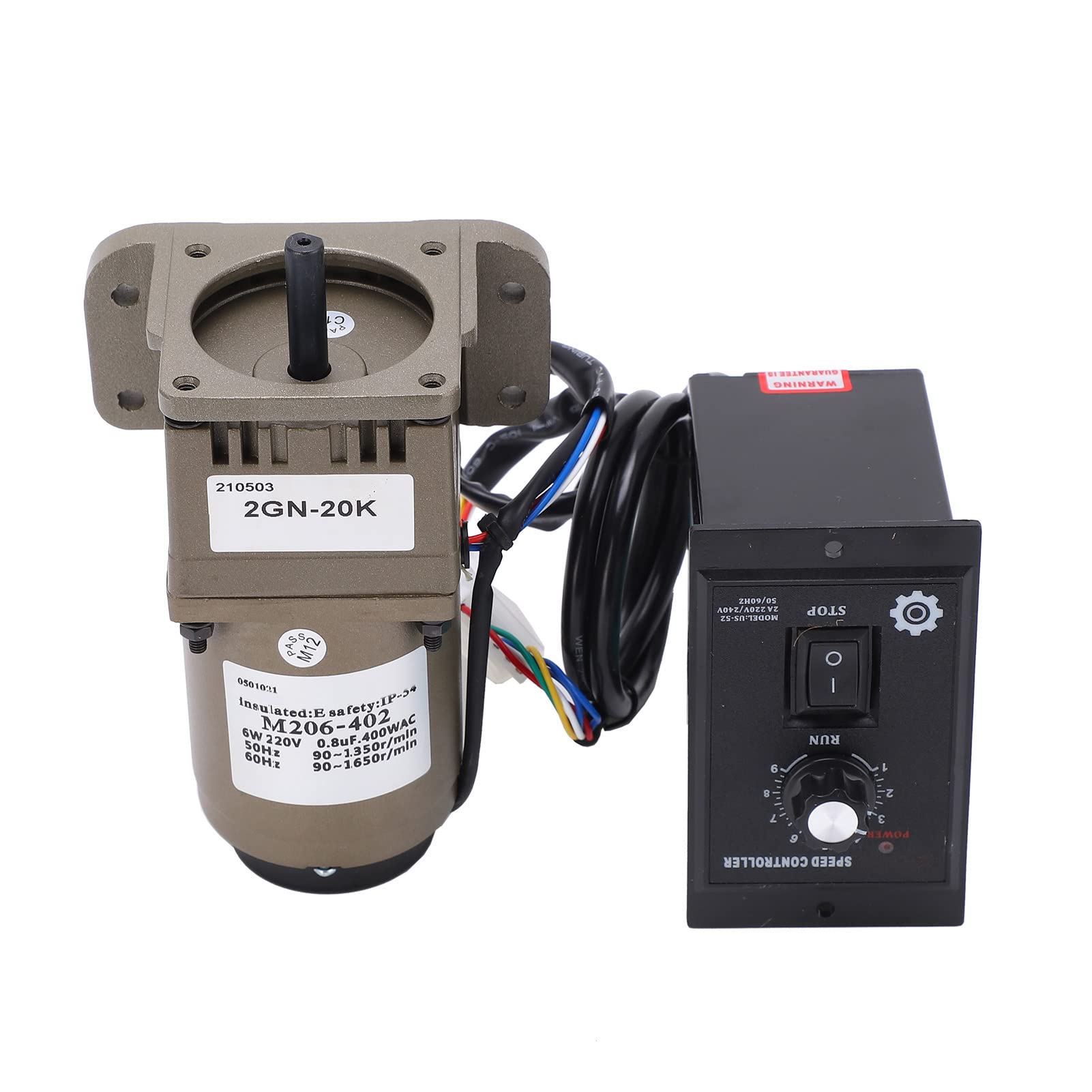 Motor de engranaje eléctrico, CA 220V 6W Motorreductor asíncrono monofásico Velocidad ajustable de desaceleración(20K)