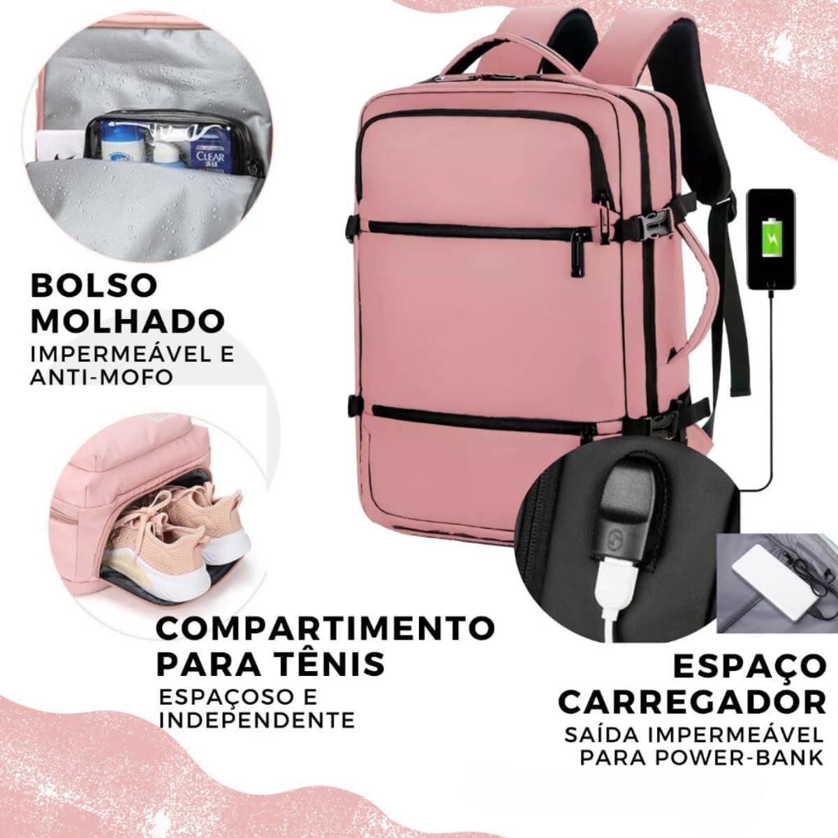 Mochila de Viagem Padrão, Resistente à Água para Notebook, Grande Capacidade para Bagagem de Mão, Preto em promoção! Veja a oferta e mais achadinhos de Bolsas 5 Hoje é o melhor dia para comprar Mochila de Viagem Padrão, Resistente à Água para Notebook, Grande Capacidade para Bagagem de Mão, Preto com aquele preço maroto! Promoção! Aproveite a oferta! 5