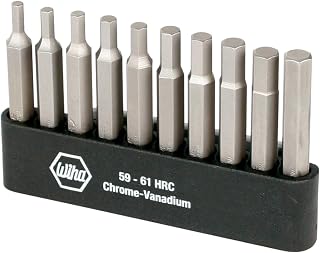 WIHA 74986 Hex Inch and Metric Power Bit Set with Holder, 10-Piece