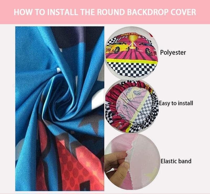 Miniatura 6 de Telón de fondo redondo blanco nieve (5 x 5 pies), princesa para niña, fondo de fotografía de baby shower, fondo de cumpleaños de princesa (4 piezas)