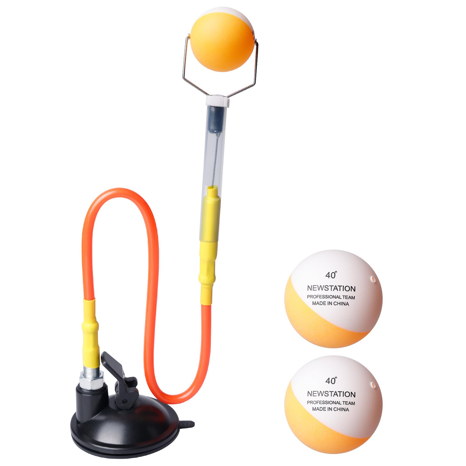 BORDEAG Allenatore di tennis da tavolo, robot d'allenamento, 2 palle incluse, ventosa, arancione, 250-560 mm