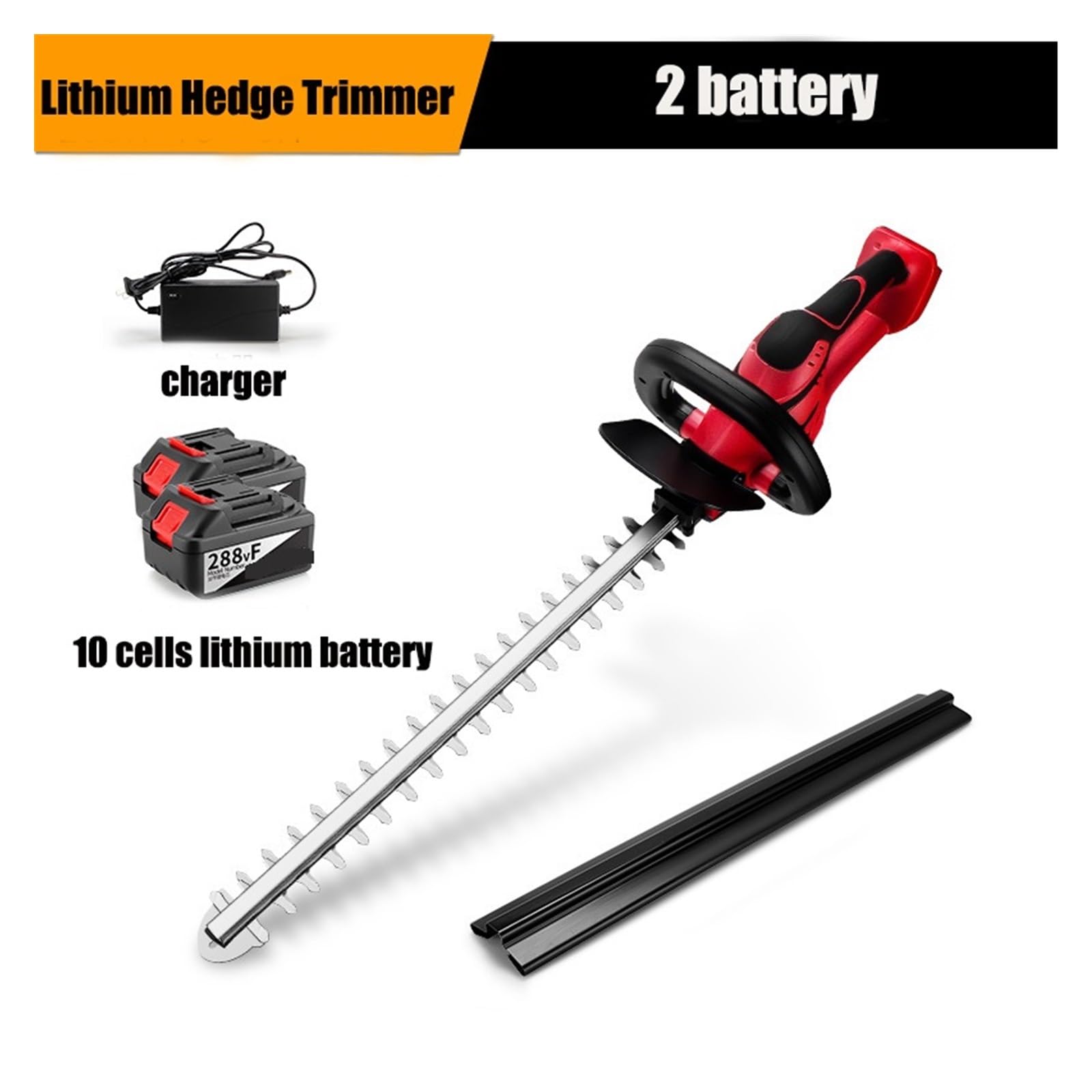 Tondeuse à gazon, Taille-haie sans brosse taille-haie fil double Action scie d'élagage coupe poignée rotative outil de jardin for batterie 18V(2Batteries)