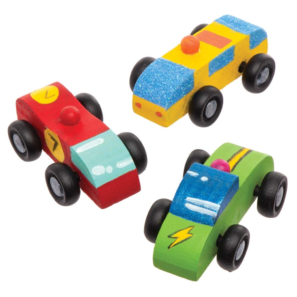 Baker Ross AW583 Mini Wooden Cars (Pack of 5), Pack of 1 - Image 2