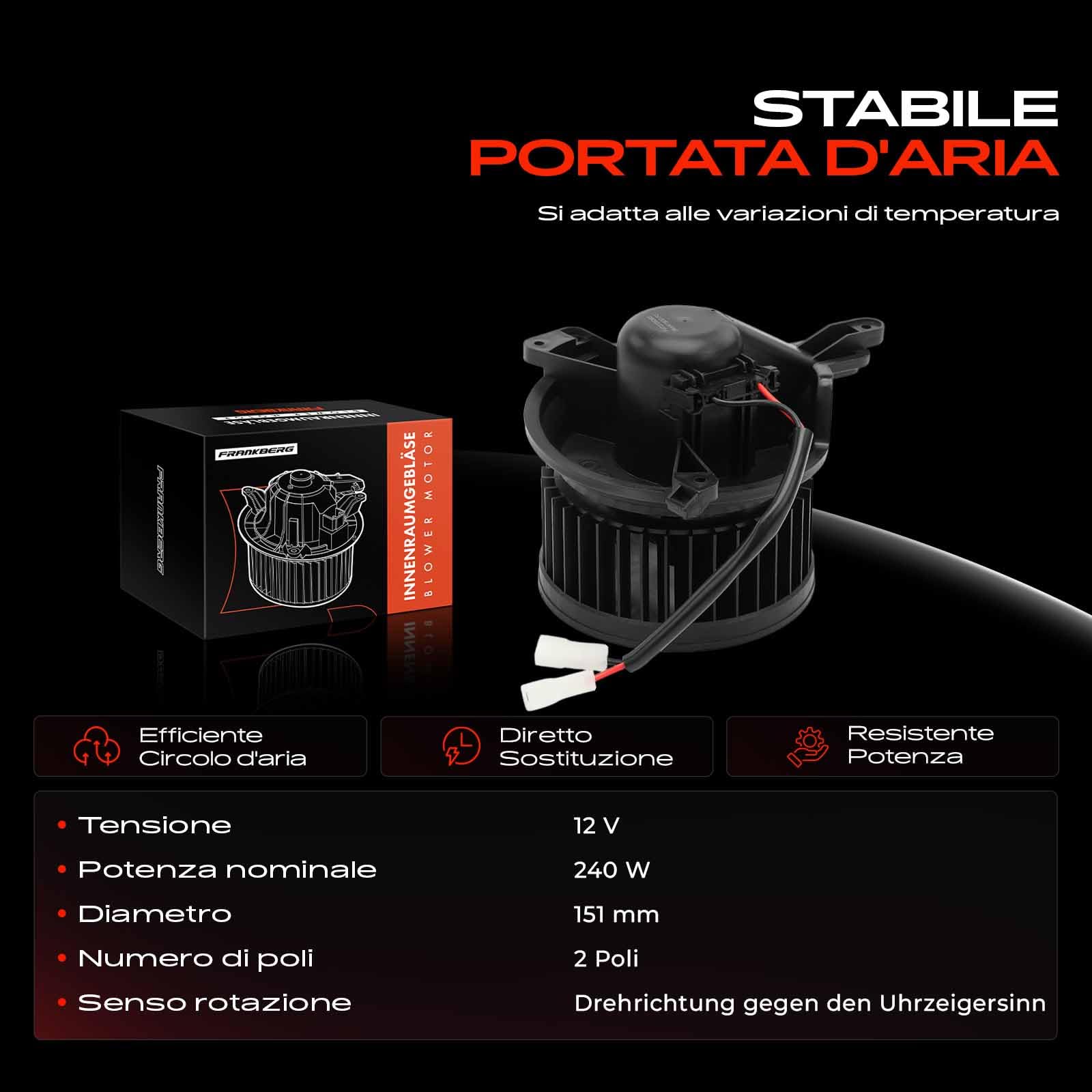 Frankberg Motore del ventilatore Ventilatore del riscaldamento Compatibile con Antara L07 Captiva C100 C140 Replace# 4803882