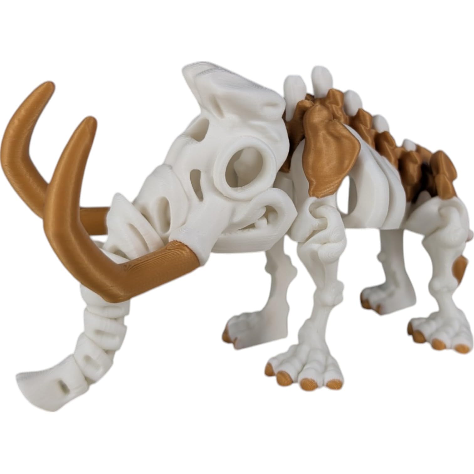 Articulated Skeleton Mammoth Figurine - Celestial Radiance - Prehistoric Desk Stress Relief Toy & Collectible for Teens & Adults - 3D Printed in Canada