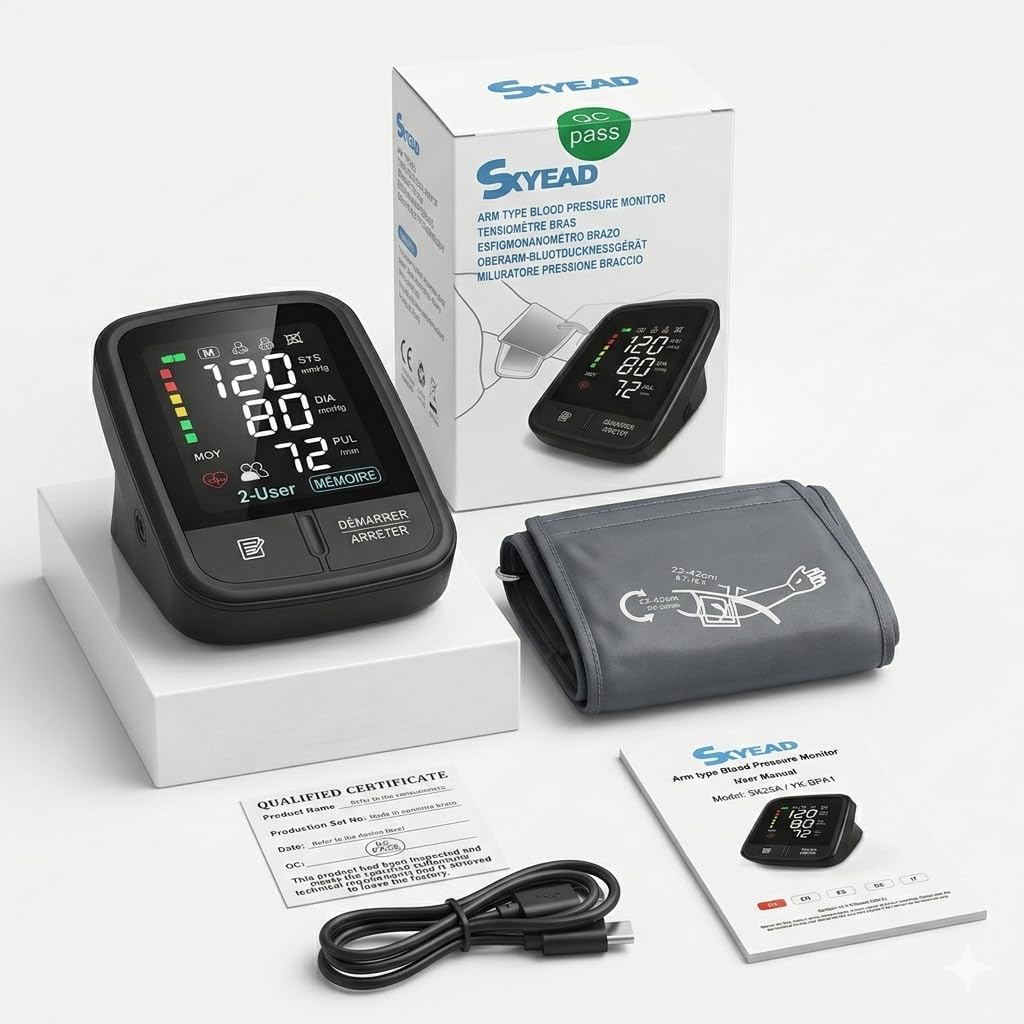 Tensiómetro electrónico con batería de litio recargable, pantalla digital, larga duración