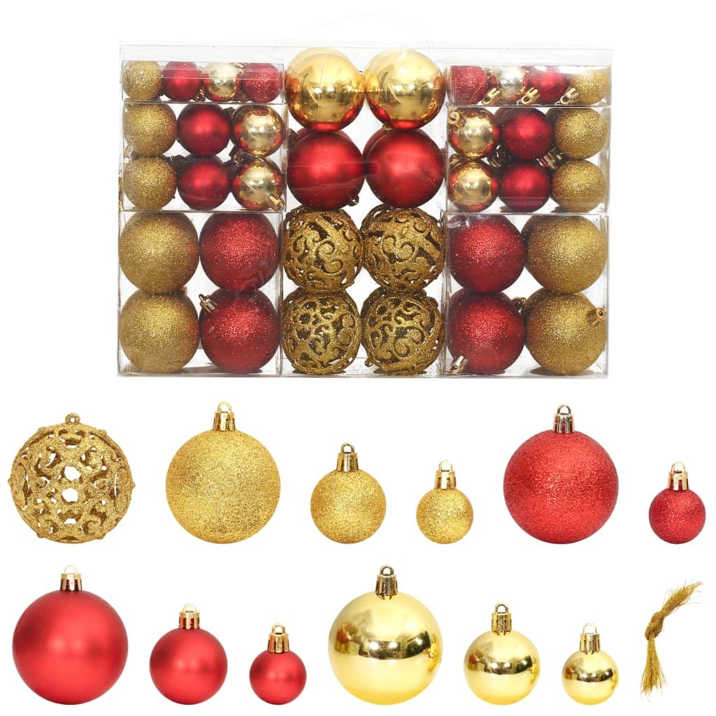Decor - Bolas de Navidad (100 unidades), color dorado y rojo vino, 3/4/6 cm, decoraciones de temporada y vacaciones