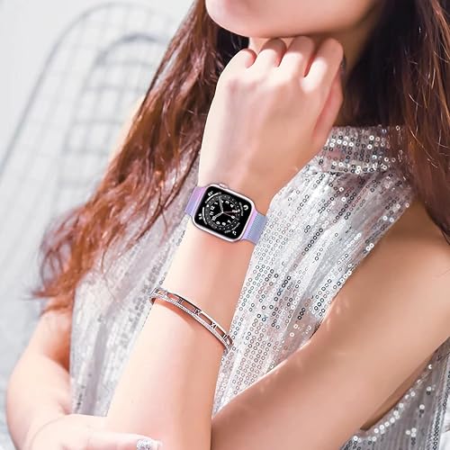 Miniatura 5 de Zsuoop Correa de metal de acero inoxidable compatible con correas de Apple Watch de 1.496 in 1.575 in 1.614 in 1.654 in 1.732 in 1.772 in con funda