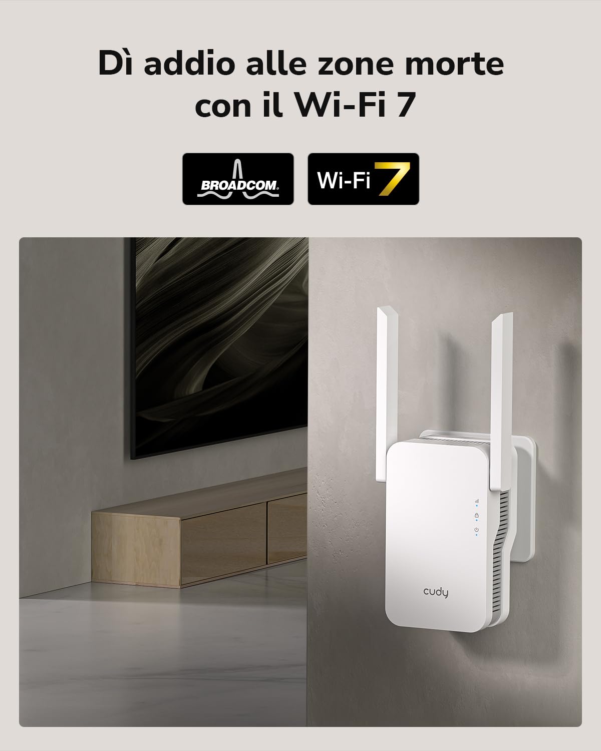 Cudy BE3600 Dual Band Wi-Fi 7 Ripetitore Ripetitore Segnale Booster con Porta Gigabit Ethernet, Access Point, APP Setup, Cudy Mesh e supporto APP, RE3600