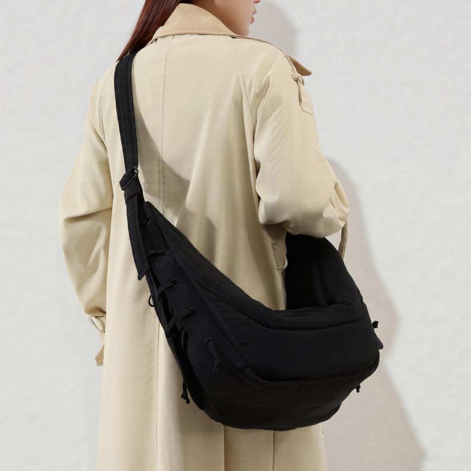Mezzaluna Borsa Da Donna,Mezza Luna Nylon Dumpling Sling Crossbody Con Tracolla Regolabile Con Tasche Multiple Per Viaggi,Borsa A Tracolla Laterale Hobo
