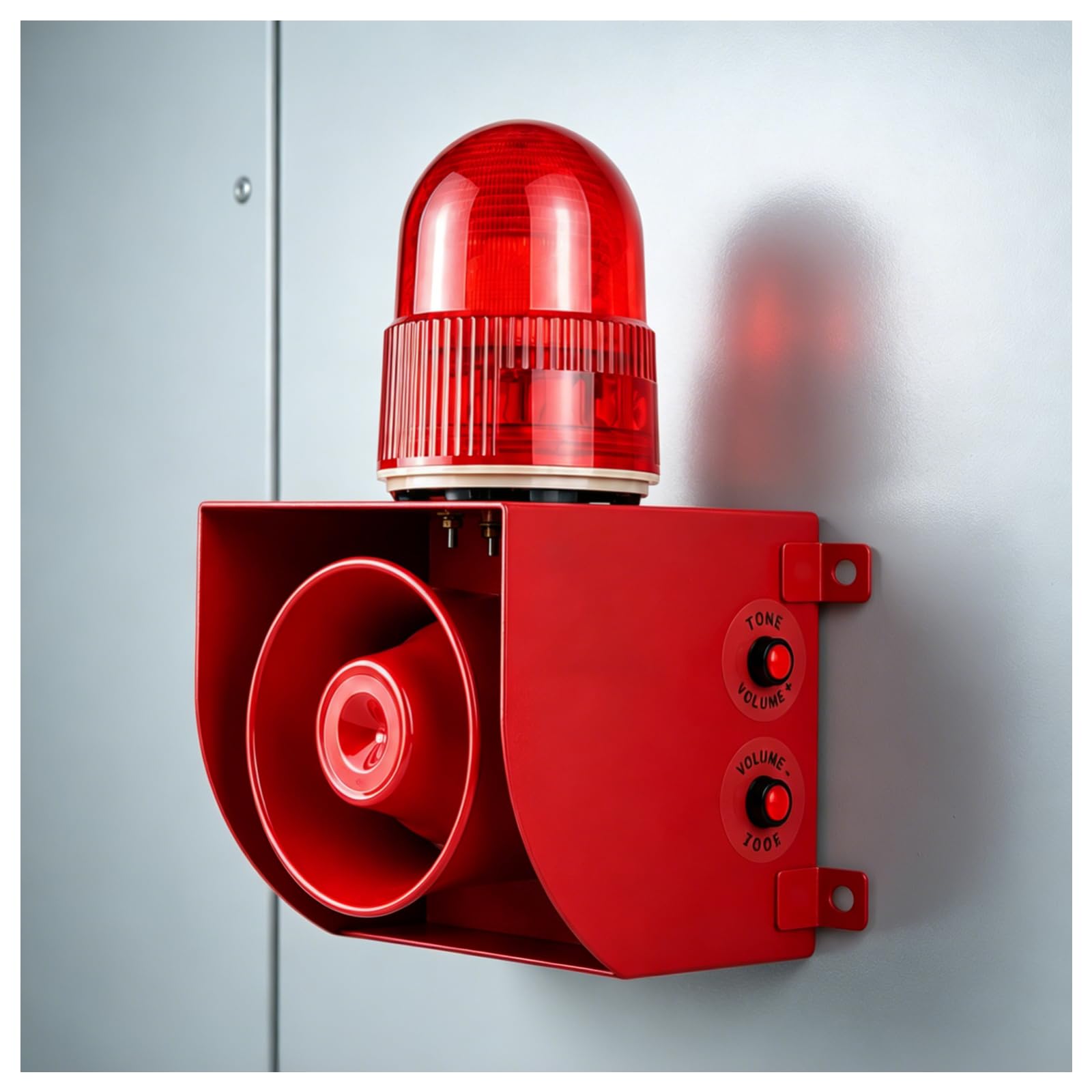 Sirena Impermeable Exterior, Alarma 120dB Con Señal Luminosa LED DC12V | Cuentas LED Antivibración, Fuerte Penetración, Multitensión DC12V/24V AC110V/220V/380V, Montaje En Pared