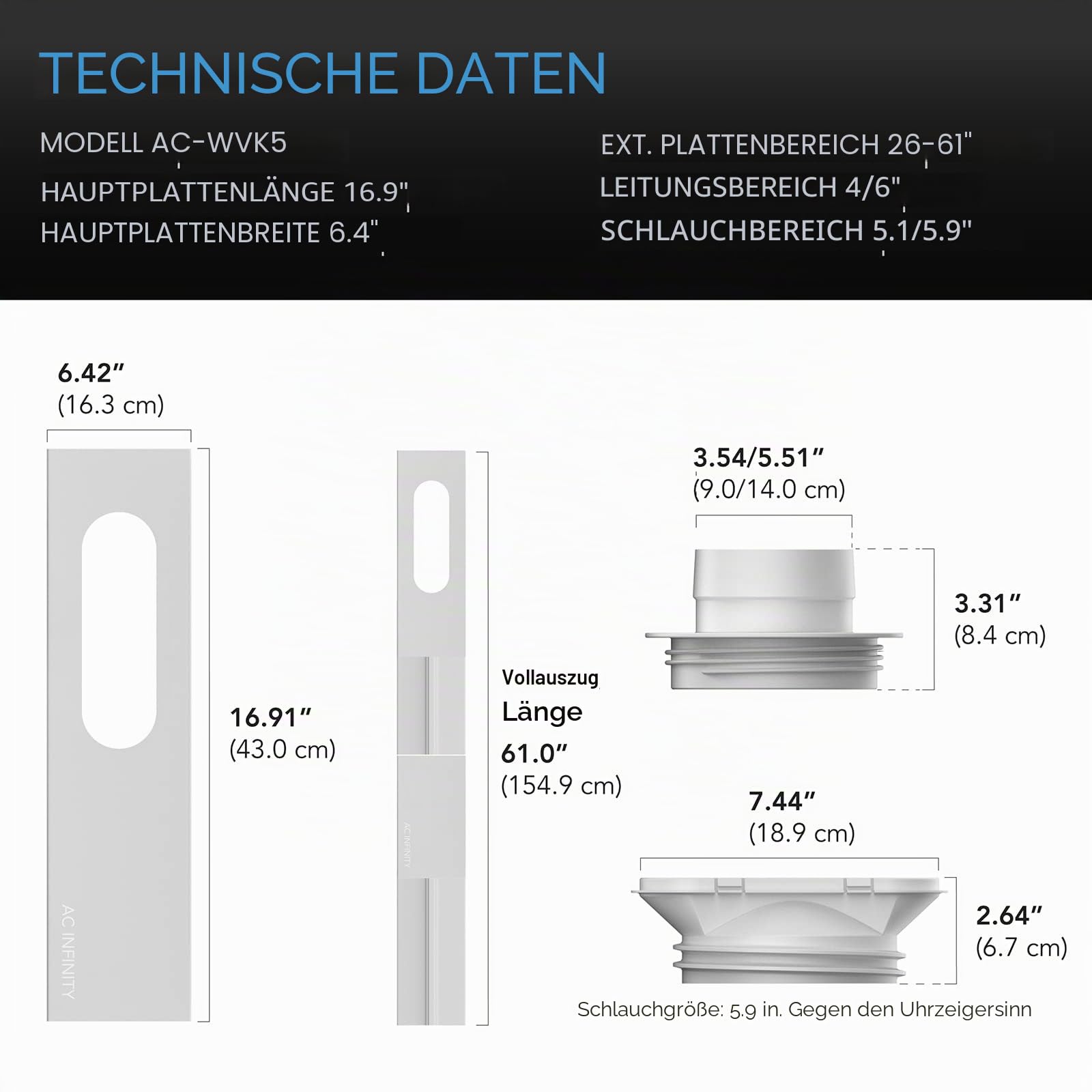AC Infinity Fensteranschluss-Set – Universelles Lüftungsset für