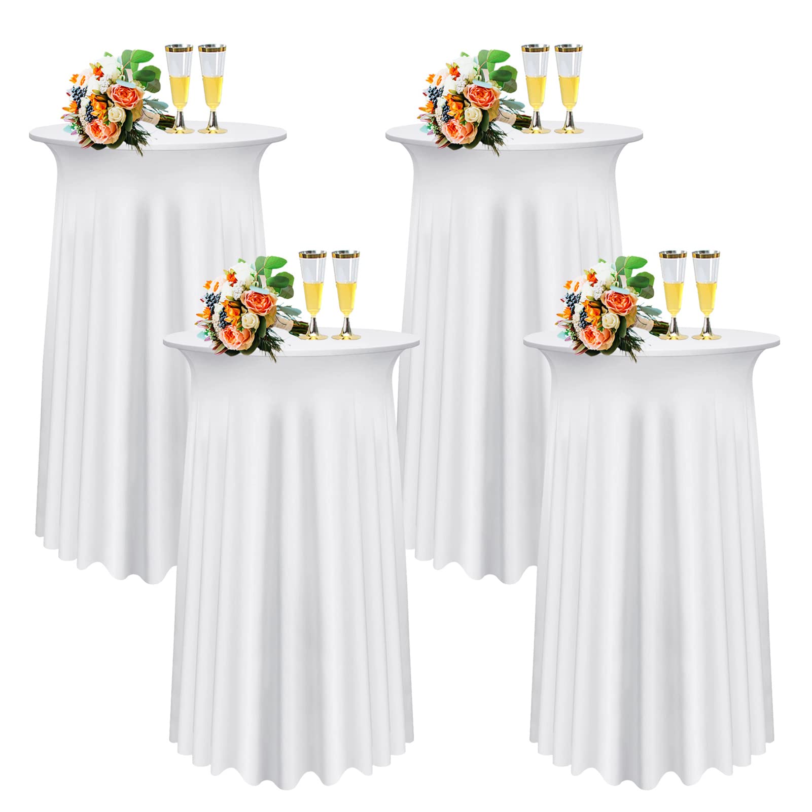 Nappe de cocktail extensible blanche 80cm pour masquer les pieds de table