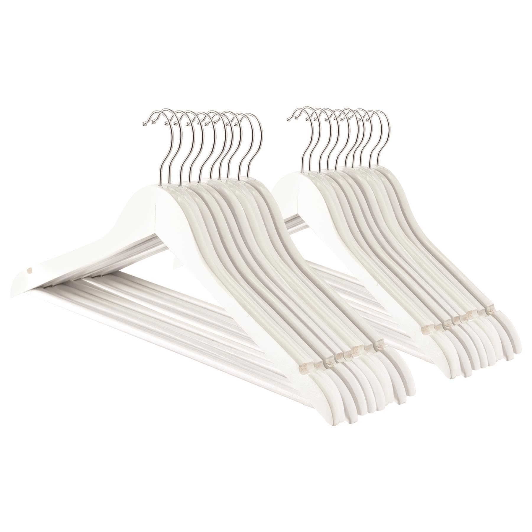 Harbour Housewares 20X Strong White Wooden Coat Hangers With 360 Degree Rotatory HookWood Clothes Hangers With Notches & Bar from B&Q
