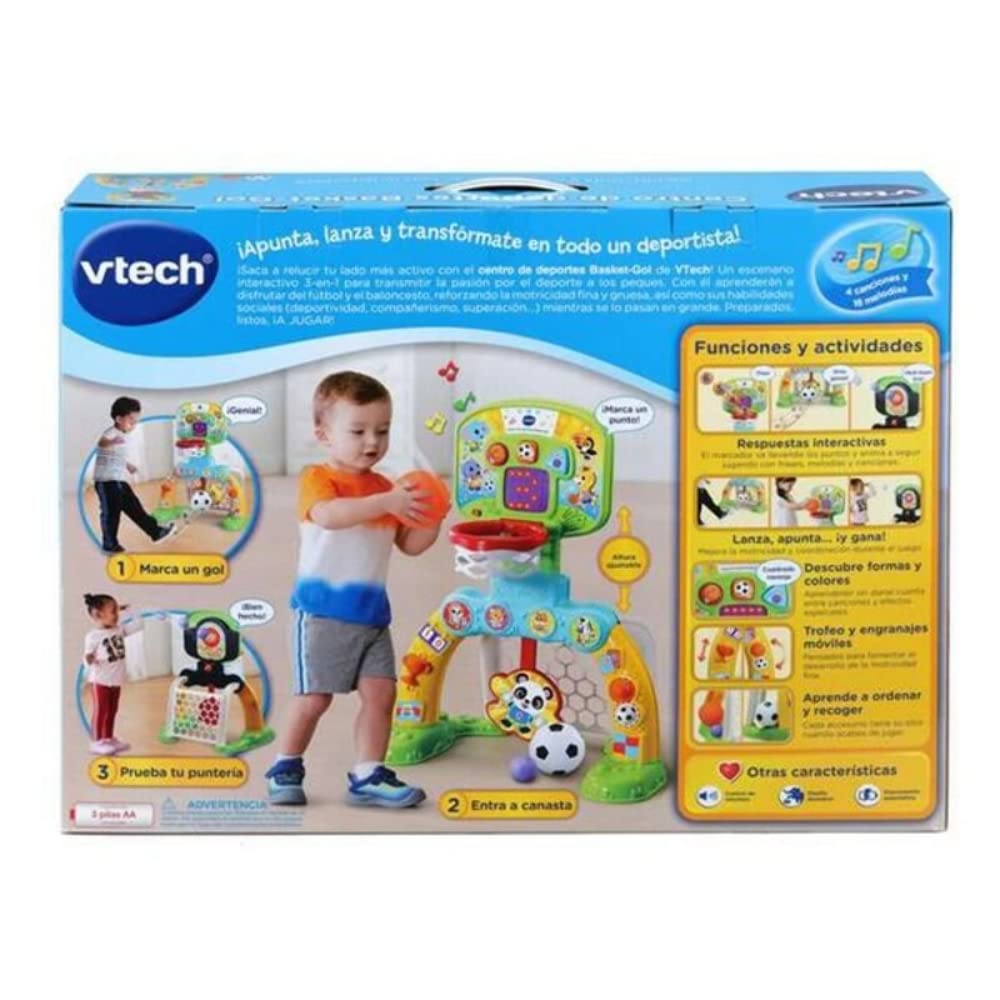 VTech 80-533522 Centre de Sport Basket-Gol, Cage de Football, Panier de Basket-Ball et Cible pour Jouer, Effets spéciaux et réponses interactives