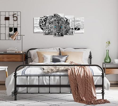 Black And White Animal Canvas Wall Art,Abstract Leopard Canvas Prints With Frame,Attractive Leopard Picture Decorative,Easy Hanging On,More Size Optional (16 (10"X16"X2+10"X20"X2+10"X24"X1) #TOP2