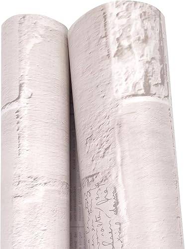 Miniatura 4 de LovingWay Rollo de papel tapiz de 14.7 pies, color gris claro, ladrillos para estanterías, citas inglesas, revestimiento de cajón de 17.7 x 177