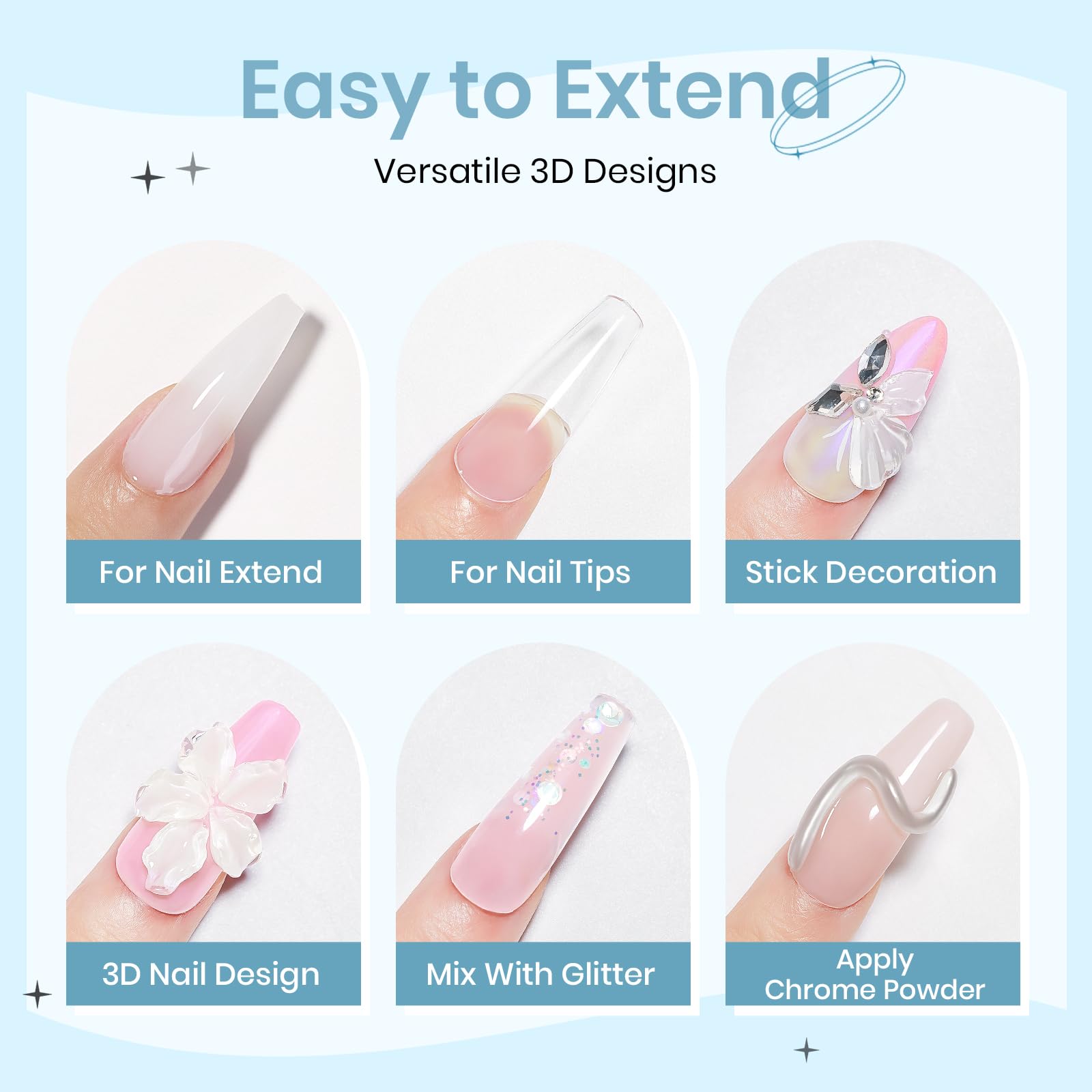 SUPWEE Sculpting Gel for 3D Nail Art Gel Non Stick Hand Nail Molding Gels for Extension Carving Sculpting Beauty Nails Charms for Beginner and Salon DIY 3 Colors 14g - Image 3