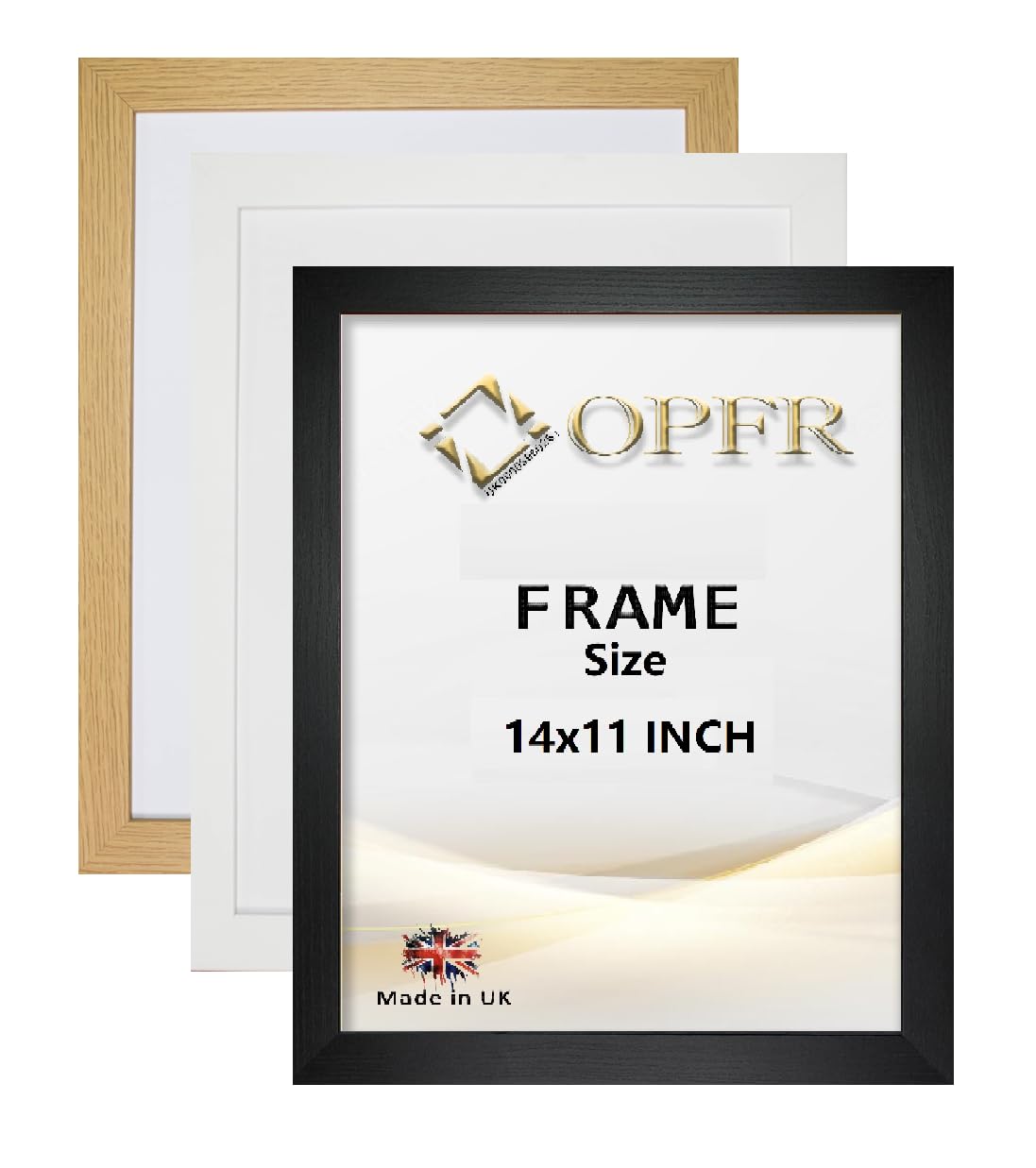 Opfr White 14X11 Inch Picture Photo Frame Black Oak (White)