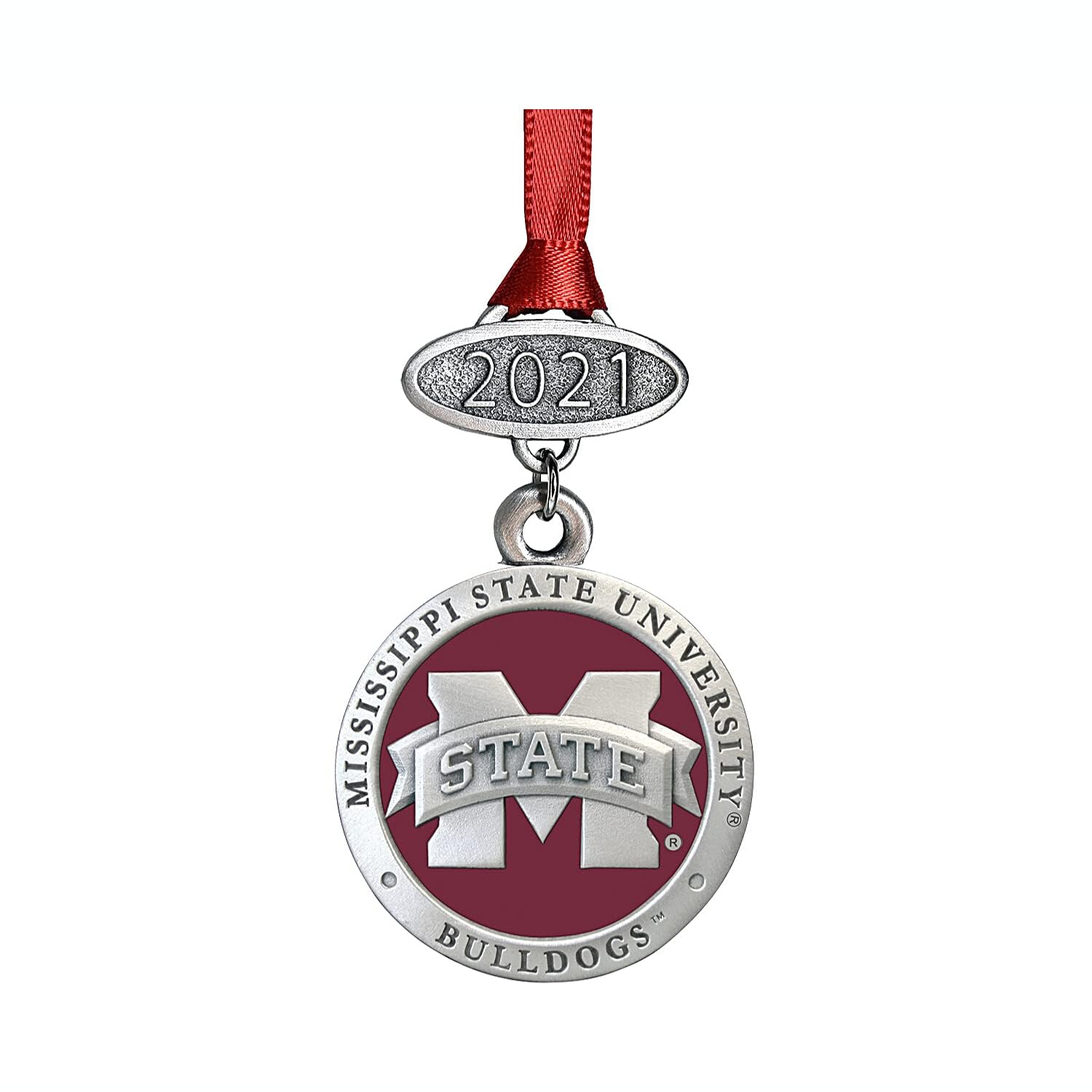 Mississippi State University Class of 2026 Ornament | Graduation Gift | Hand-Sculpted Christmas Tree Ornament | Intricately Crafted Metal Pewter Alma Mater Inlay by Heritage Pewter