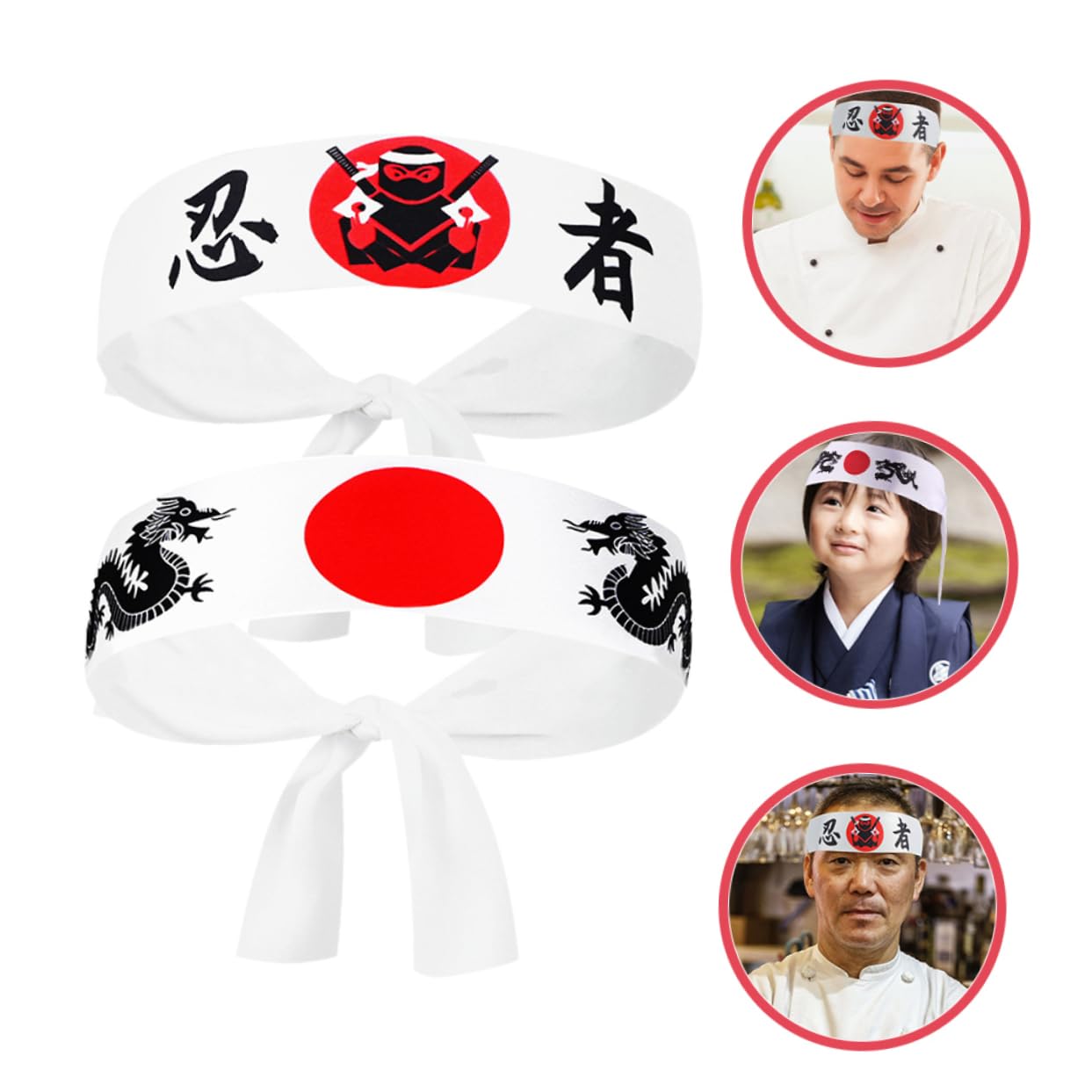 Bandeau Ninja Multifonction 8Pcs - Accessoire De Cosplay Pour Costume Samurai Et Chef IdéAl Pour Sports Et DéCorations