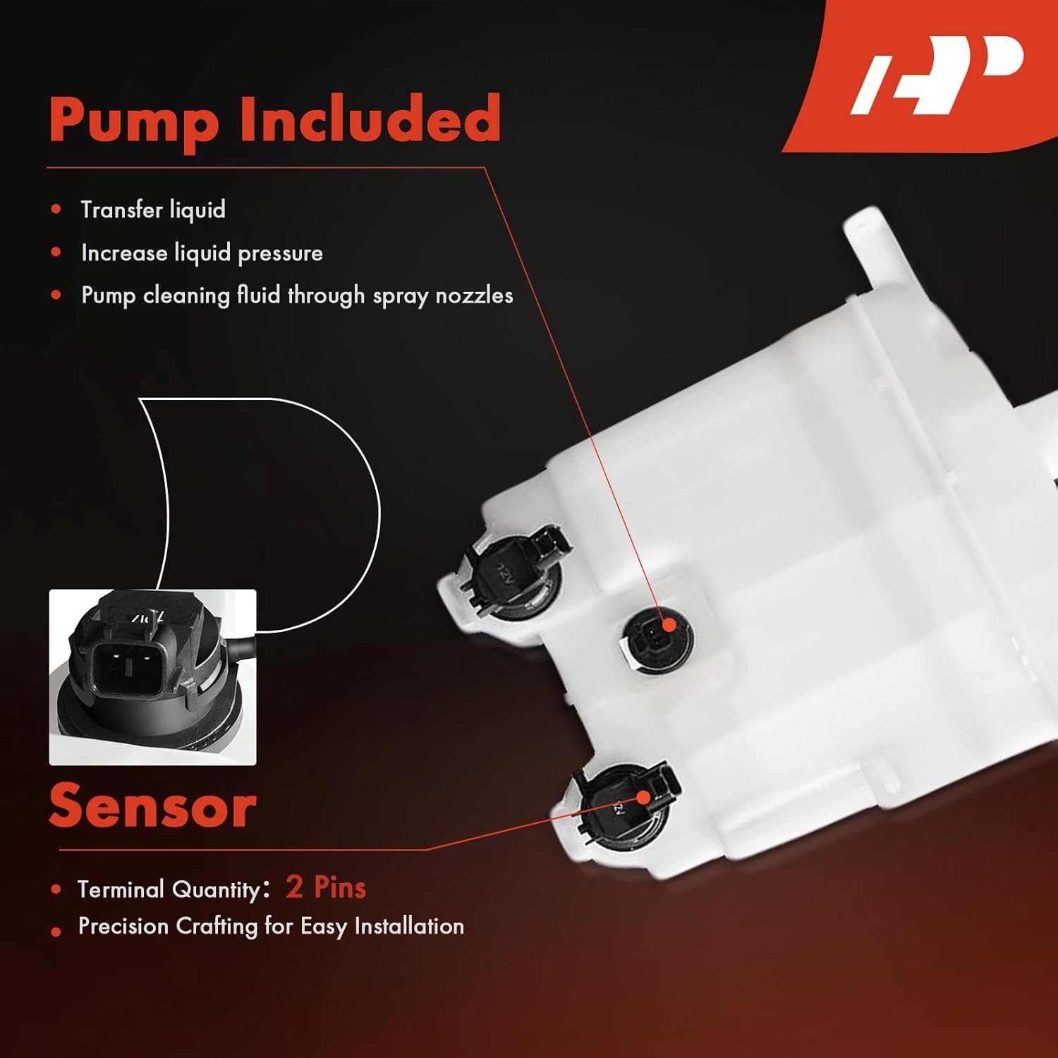 A-Premium Windshield Washer Reservoir Compatible with Select Toyota Models - Matrix 2009-2014, with (Washer Pump/Cap/Fluid Level Sensor) - Replace# 85315-02330