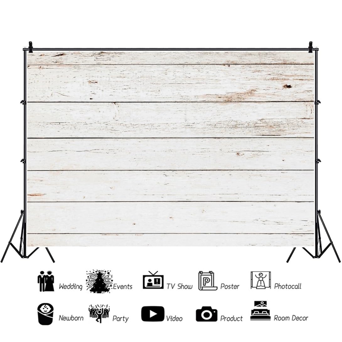 3x2,5m Fondos de Madera Fondo Fotografico Tablero de Madera Rústico Blanco Gris Fondo de Pared de Madera Decoración de Fiesta de Cumpleaños Niños Adultos Retrato Foto Atrezzo
