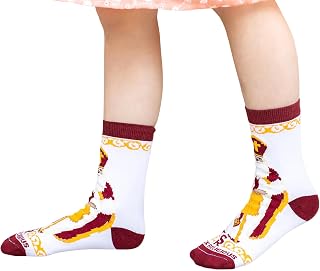 Sock Religious, St. Nicholas of Myra, Red and Gold, Boys and Girls One Size Fits Most Polyester Blend Catholic Inspirational Fun Crew Socks, Kids