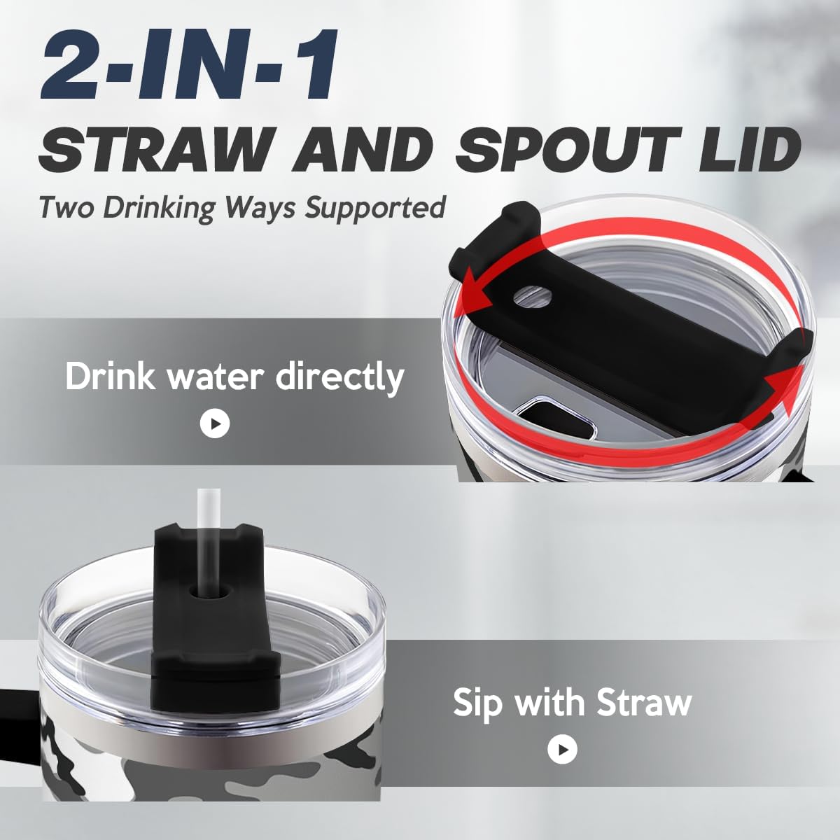 Camouflage Tumbler 40oz Stainless Steel Insulated with Lid & Straw, Camo Gifts for Men Dad Husband Brother Grandpa Veteran Hunting Lover on Christmas Birthday Valentine Fathers Day - Image 4