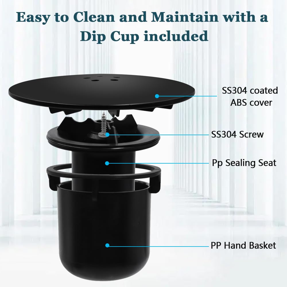 GYSRXS Shower Drain Cover Replacement 115MM Detachable Shower Trap Cover Fast Flow shower Plug Hair Trap for 90MM Drain Outlet Shower Waste Trap,Black - Image 3