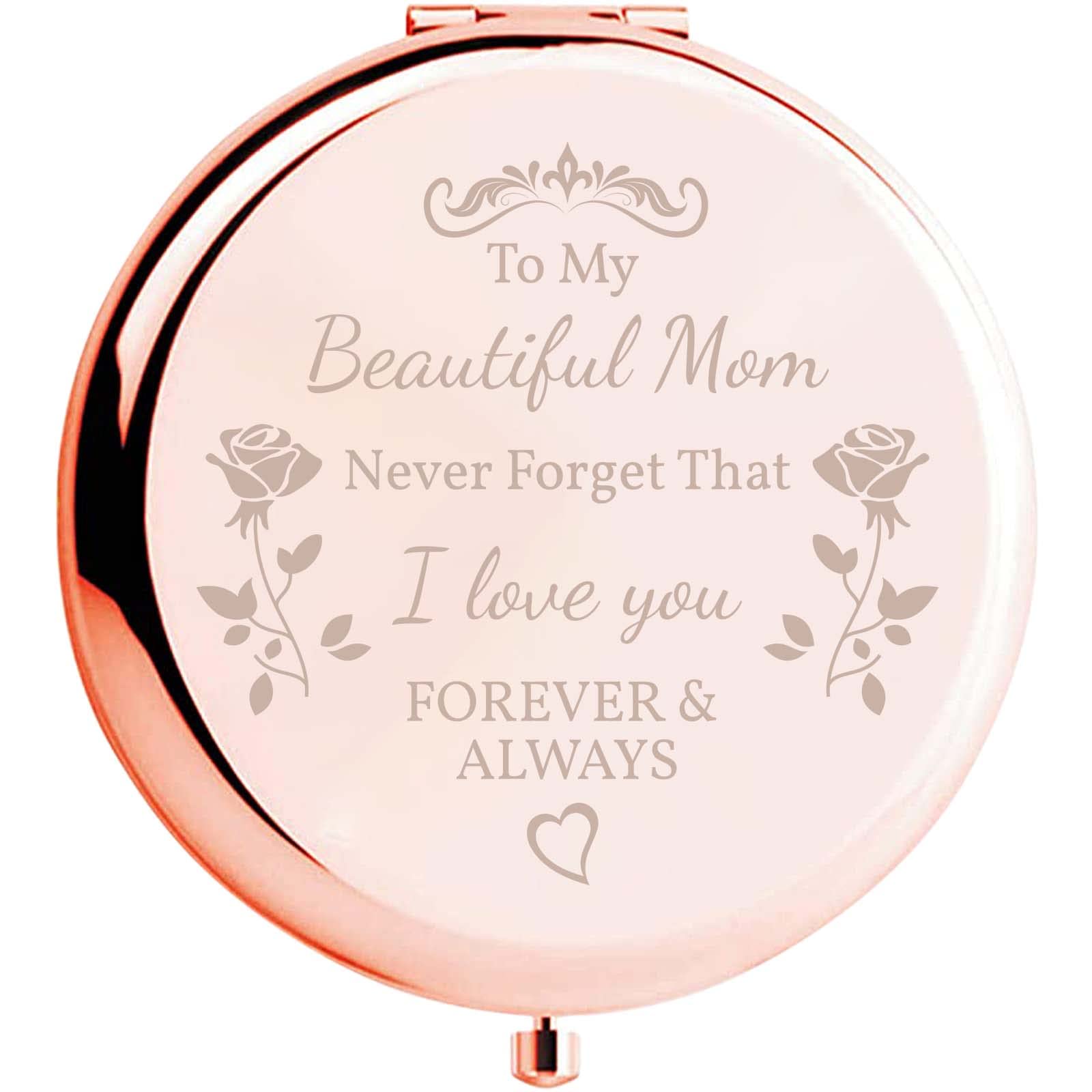 Birthday Gift for Mom, to My Beautiful Mom Gorgeous Rose Gold Compact Mirror Unique Gifts for Women from Daughter Son, Mom Gift for Birthday Christmas Thanksgiving Gift Idea