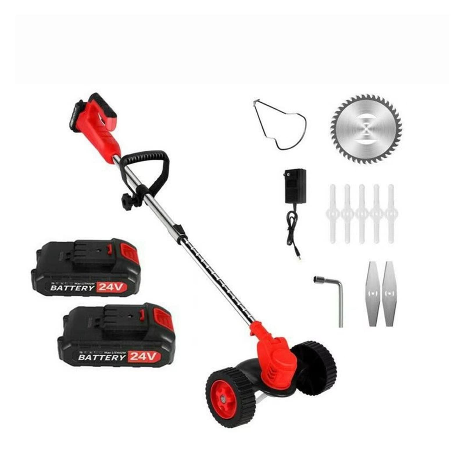 Tagliaerba Elettrico a Batteria, Tosaerba al Litio da 24 V con Ruote, tagliaerba per Uso Domestico, Leggero, Silenzioso, Facile da Usare