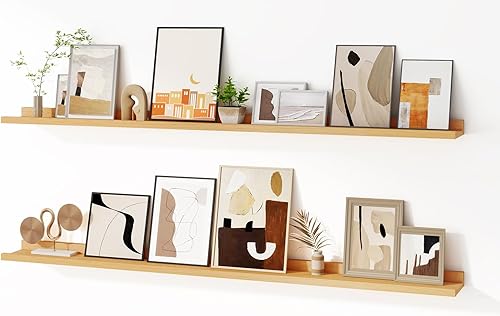 Miniatura 22 de Estante de repisa para fotos, juego de 2 estantes flotantes de madera de pino macizo, estantes para guardería de 24 pulgadas, estantes de libros