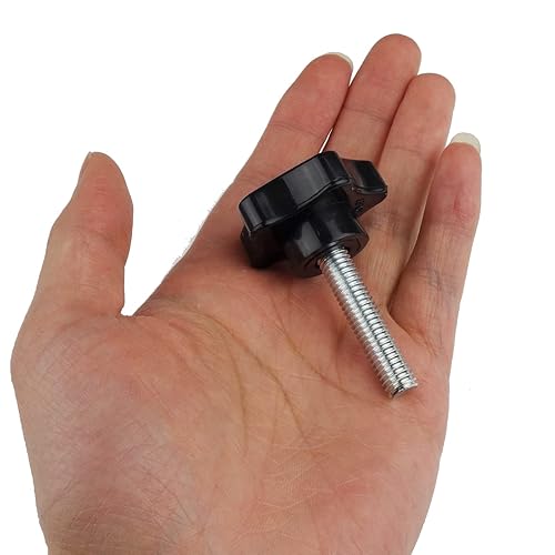 Vista 28 de Paquete de 2 tornillos de ajuste de perilla de mano de estrella de repuesto de rosca negra de 0.315 in (M8 x 1.969 in)