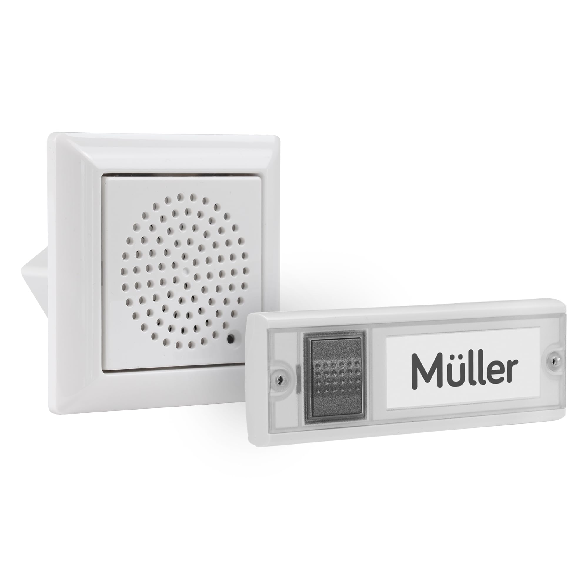 Grothe Funkklingel Türklingel Funkgong Türglocke Set mit Haustürklingel Unterputz 250m Reichweite 15 Melodien Weiß UP-FG 230 (Plug & Play: Empfänger/Sender ab Werk vorprogrammiert)