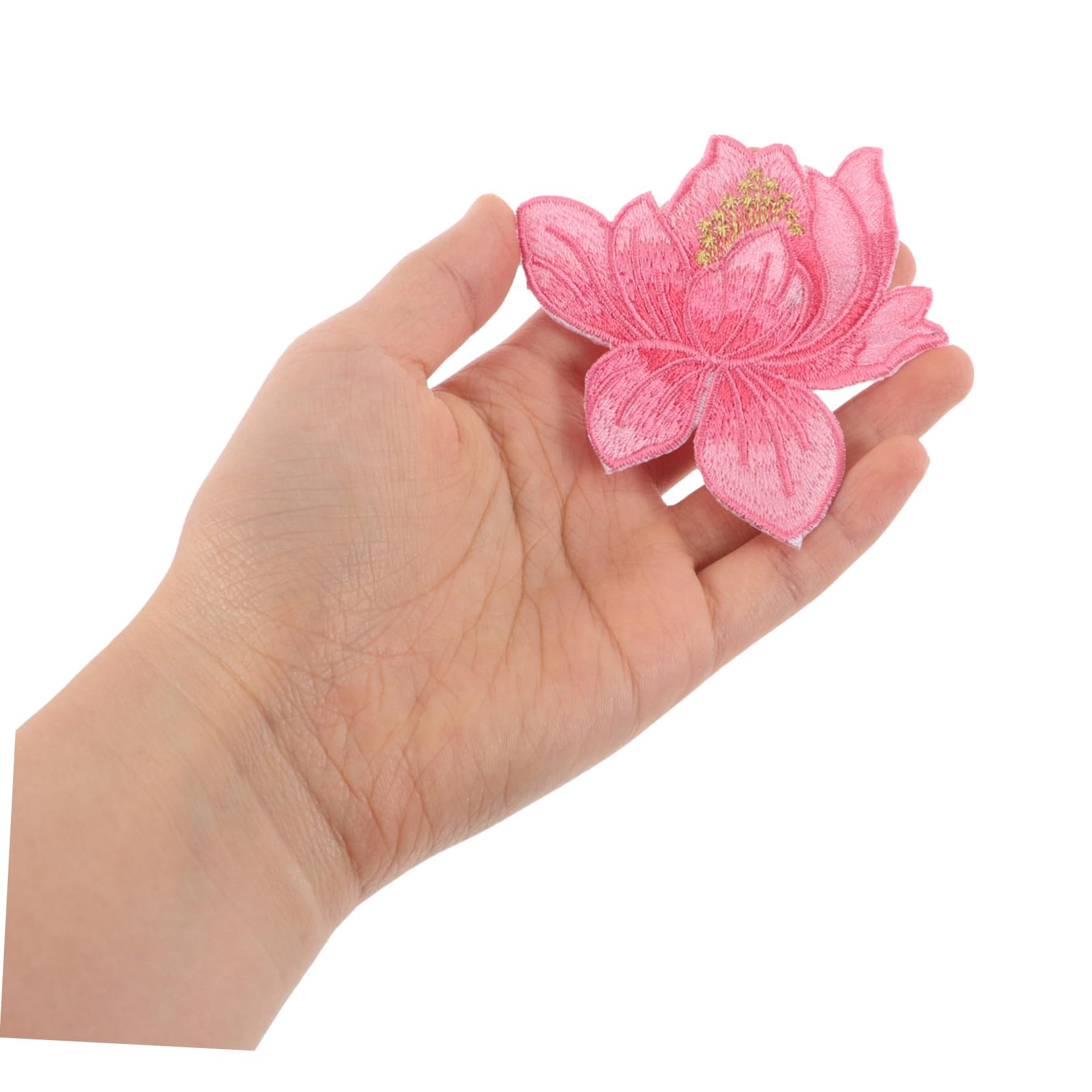 Kleiderapplikationen, Gestickte Blumen-Stoff-Patches, 4 Stück, Stickerei-Patch, Lotus-Eisen
