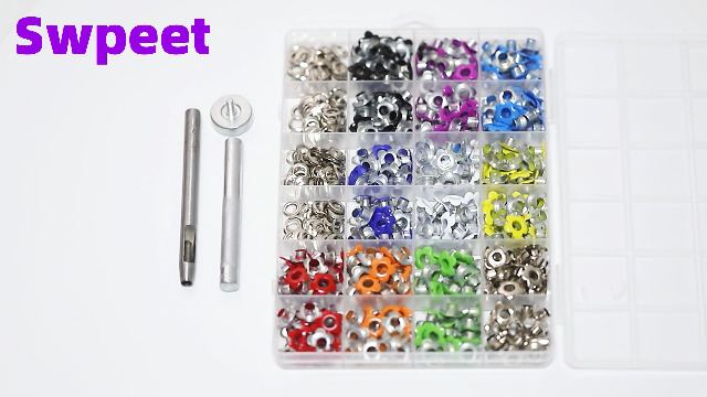 400-Set 3/16" Flower & Round Eyelet Grommets Kit – Mixed Colors Metal Eyelets With Installation Tools For Fabric, Leather, Shoes & Scrapbooking