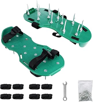 QAZX Lawn Aerator Shoes with Hook & Loop Straps Lawn Aerator Shoes Heavy Duty Spiked for Effectively Aerating Lawn Soil Heavy Duty Spiked Sandals Shoes for Easy Use for Yard Patio Garden