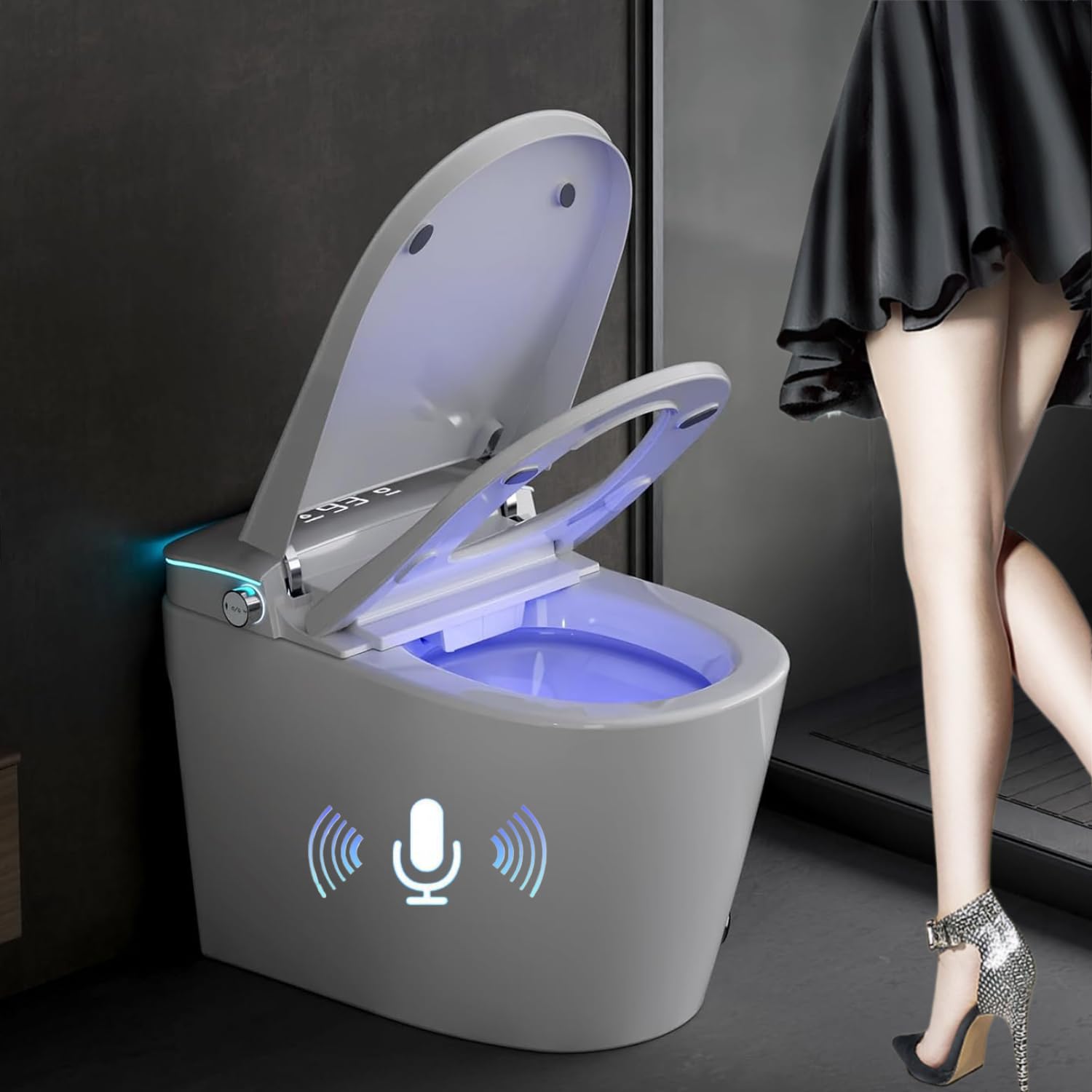 Photo 1 of Electric Bidet Smart Toilet, Voice Control, Auto Open/Close Lid & Seat with Radar and Foot Sensor, Auto Flushing, 6 Modes Warm Water Wash, Dryer, Heated Seat, 20-year warranty. (TD-768EV)