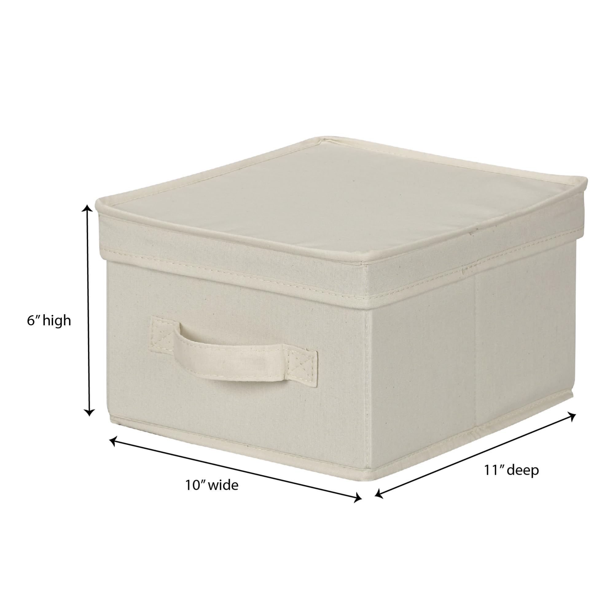 Household Essentials 111 Storage Box with Lid and Handle - Natural Beige Canvas - Medium,Natural Trim - Image 4