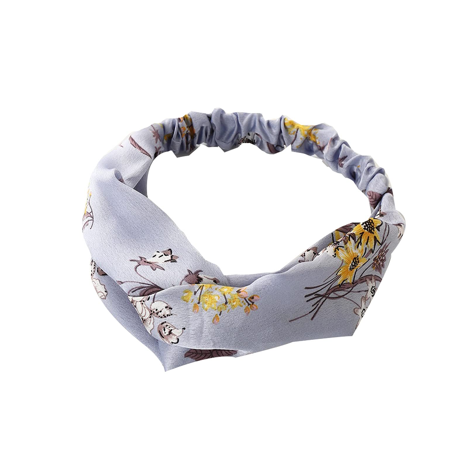 HOFFTI Headbands Satin Cross Top Knot Headband， Elastic Hair Band Girls Women Sweet Print Scrunchies Hairband Hair Accessories (Color : Hortel�)