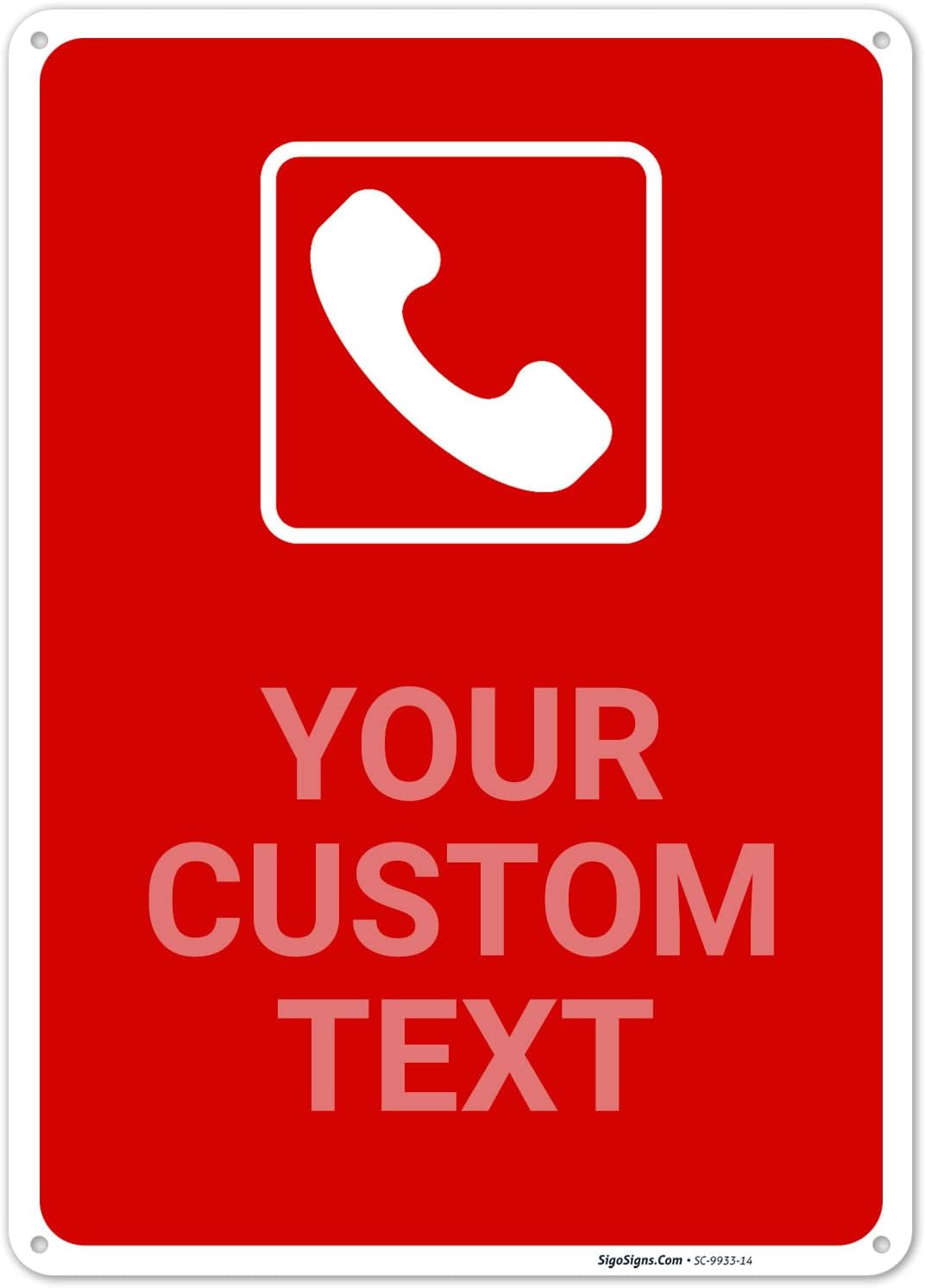 Custom Pool Emergency Phone Sign, 10x14 Inches, Rust Free