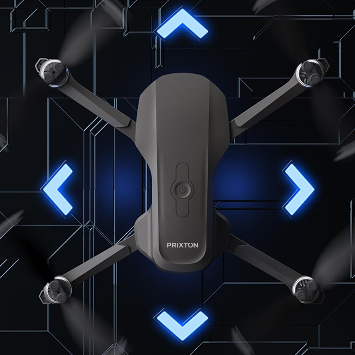 PRIXTON Drone GPS Pegasus con WiFi, Cámara HD, Estabilizador óptico, Retorno automático, Luces Integradas, Alcance de 200 metros, 16 minutos de vuelo, App Móvil, Mando a distancia