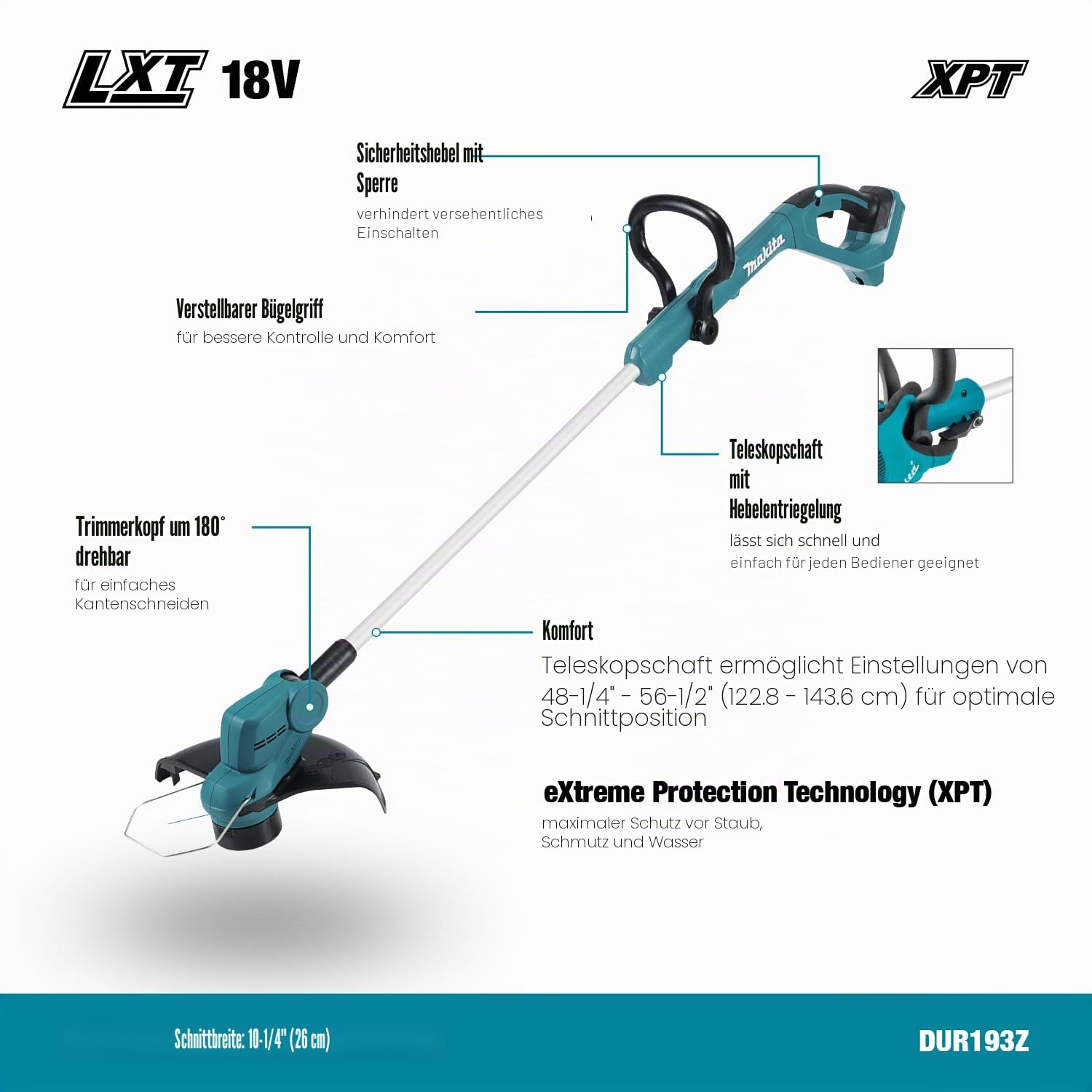 Makita DUR193Z Akku-Rasentrimmer 18V (ohne Akku, ohne Ladegerät)