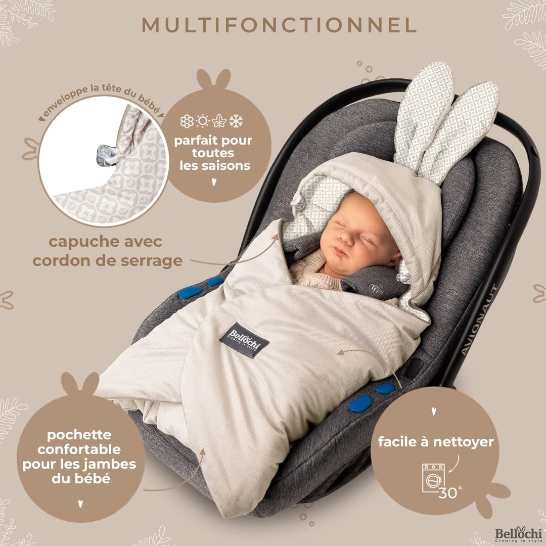 Couverture de siège Auto Bellochi pour bébé de 0 à 12 Mois – Confort Ultime pour Votre bébé en Voyage
